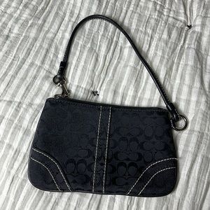 Black Signature Pattern Wristlet Bag